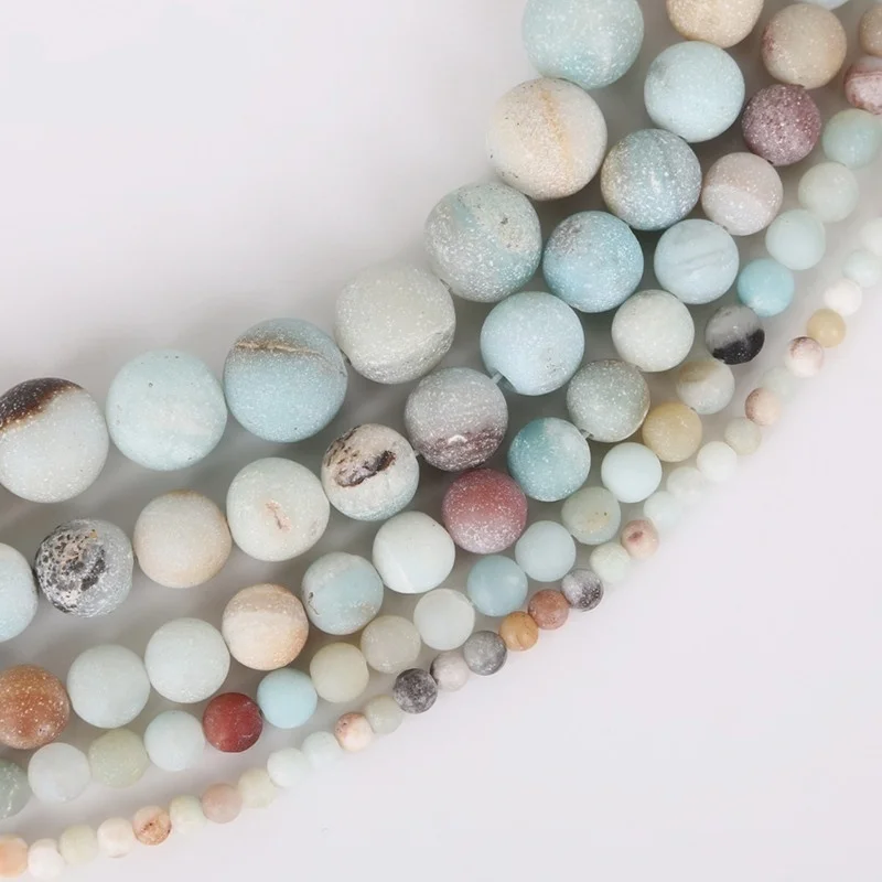 

Natural Round Loose Beads Frosted Amazonite Bead Pick Size 4 6 8 10mm