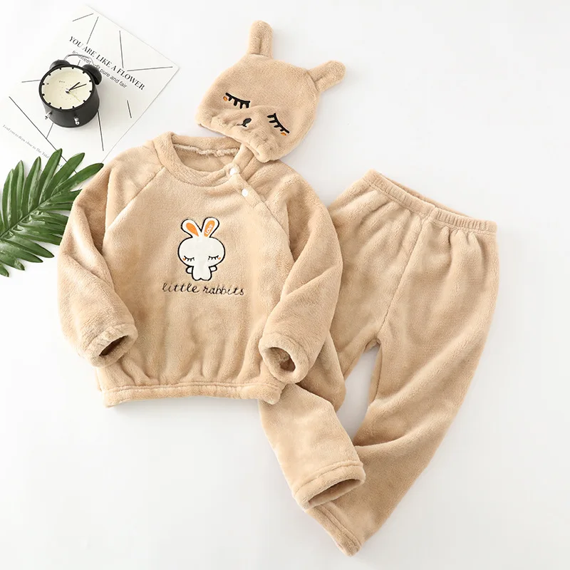 3 шт./компл. зимняя детская флисовая Пижама теплая фланелевая одежда для сна