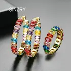 Оригинальные Разноцветные серьги-кольца SINZRY с кубическим цирконием, модные радужные украшения для женщин