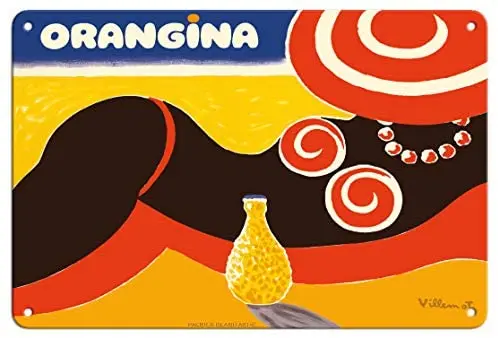 

Винтажный рекламный постер Orangina, Пляжное бикини со сверкающей содовой