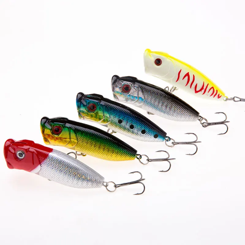 

2 Pcs/lot Fishing Lures 7cm/12g Topwater Popper Bait 5 Color Hard Bait Artificial Wobblers Fishing Tackle With 6# Treble Hooks