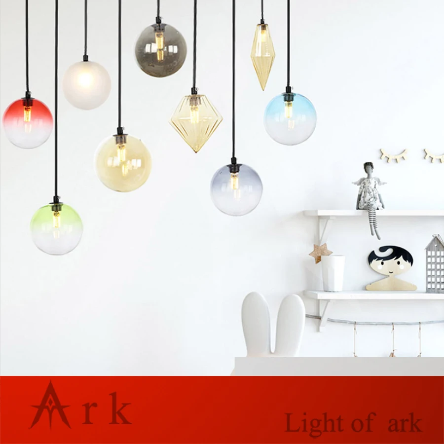 Цветной стеклянный шар диаметром 8 см светодиодная Подвесная лампа для столовой |