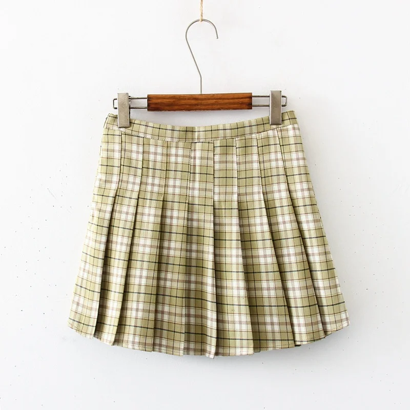 Стильные студенты для девочек клетчатая плиссированная Высокая талия юбка