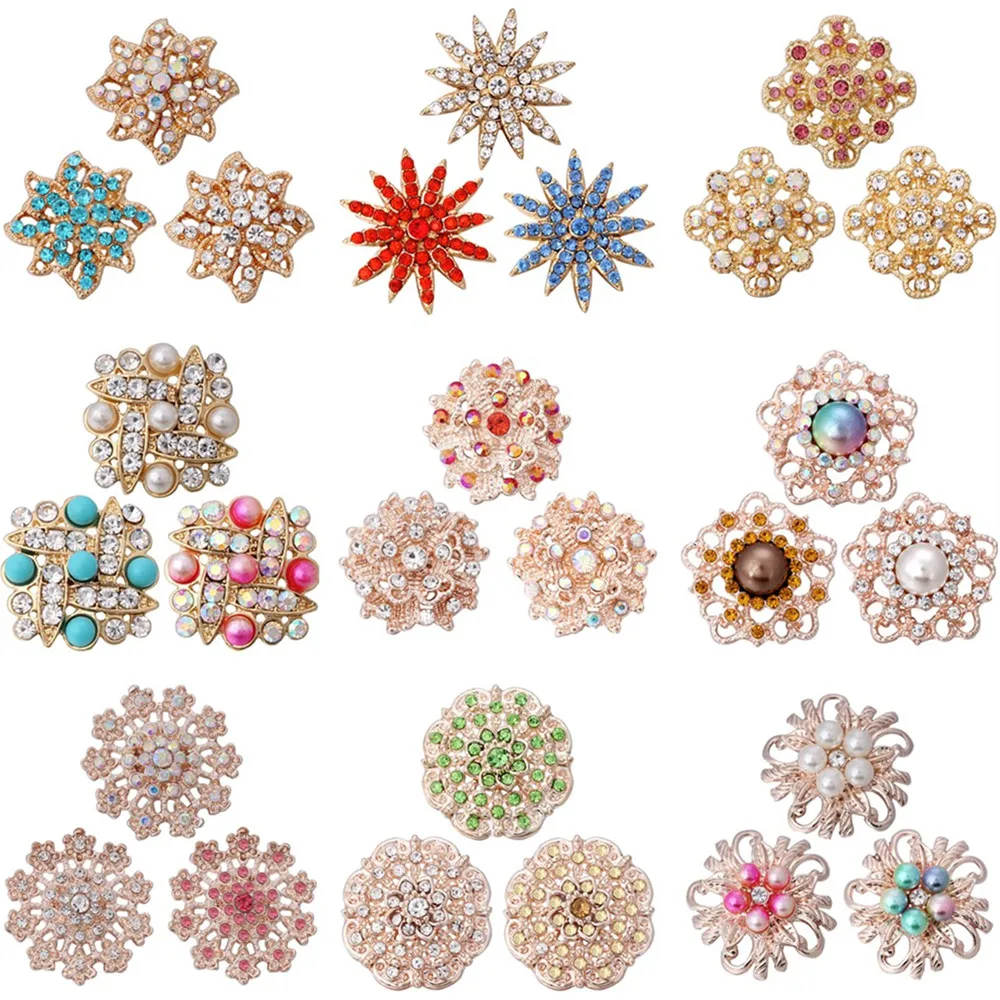 6 шт./лот розовое золото кнопки ювелирные изделия горный хрусталь Круглые 18 мм