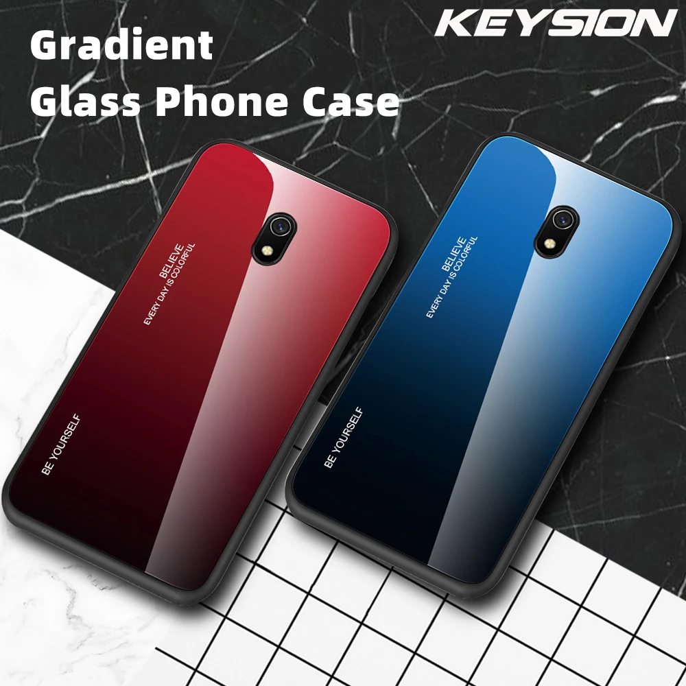 Чехол из закаленного стекла KEYSION с градиентом для Xiaomi Redmi 8A 8 7A 7 Силиконовый