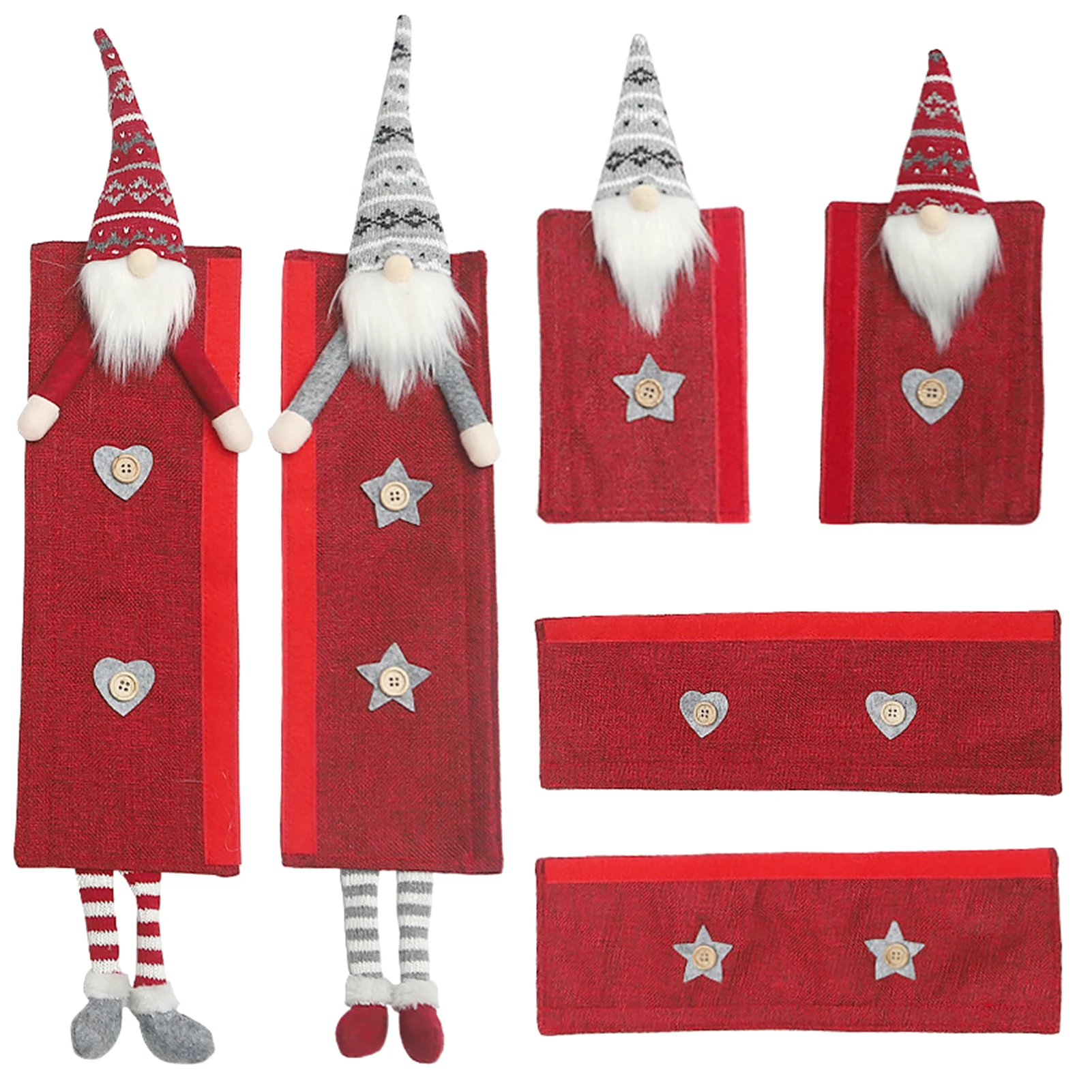 

1set For Christmas Antiskid Clean Microwave Oven Reusable Linen Removable Washable Home Decor Refrigerator Door Handle Cover