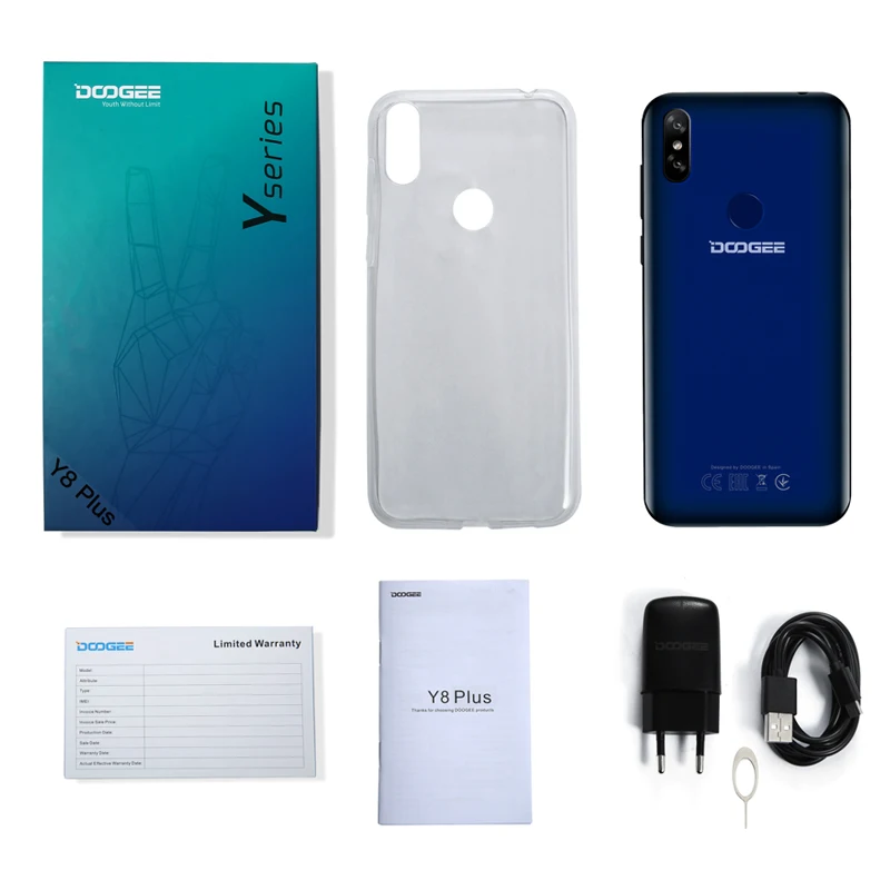 Смартфон DOOGEE Y8 Plus Android 9 0 MTK6761 3 Гб ОЗУ 32 ПЗУ FDD LTE 6 21 дюймов 19:9 экран 4000 мАч две