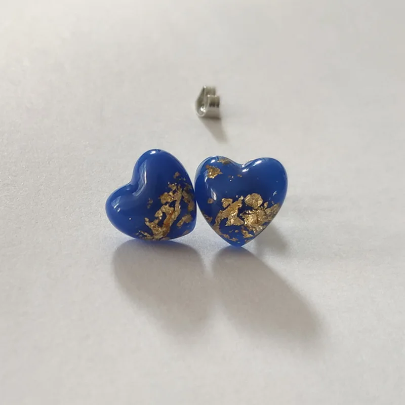 Простота Темно синие любящее сердце камень серьги гвоздики в богемном стиле