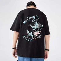 2022 summer thin chinese style short sleeve men t shirts loose oversized teenagers phoenix graphic embroidery fashion streetwear
