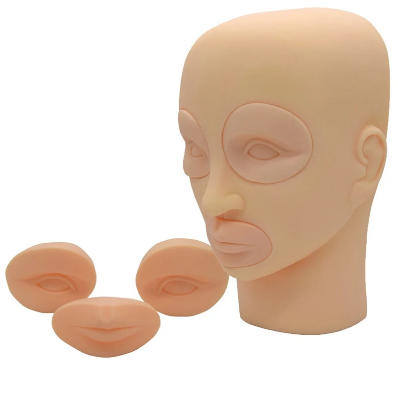 

Tattoo Accessories 3D Silicone Permanent Makeup Tattoo Training Practice Fake Skin Blank Eye Lips Face 2 Eyes + 1 Lip
