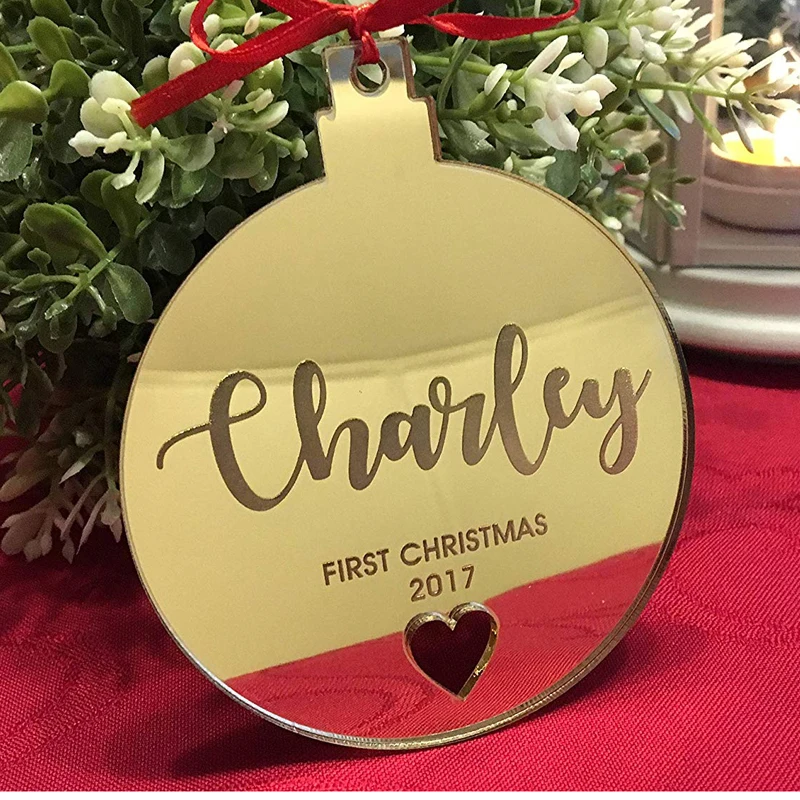 Рождественское украшение лазерная вырезка сердца 1-й Рождественский подарок для