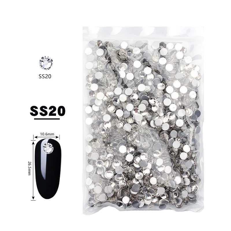 Swarovsky SS3-SS50 Flatback Clear Crystal Glass Nail Art Rhinestone Strass Mix Size Non Hot Fix Glue | Красота и здоровье