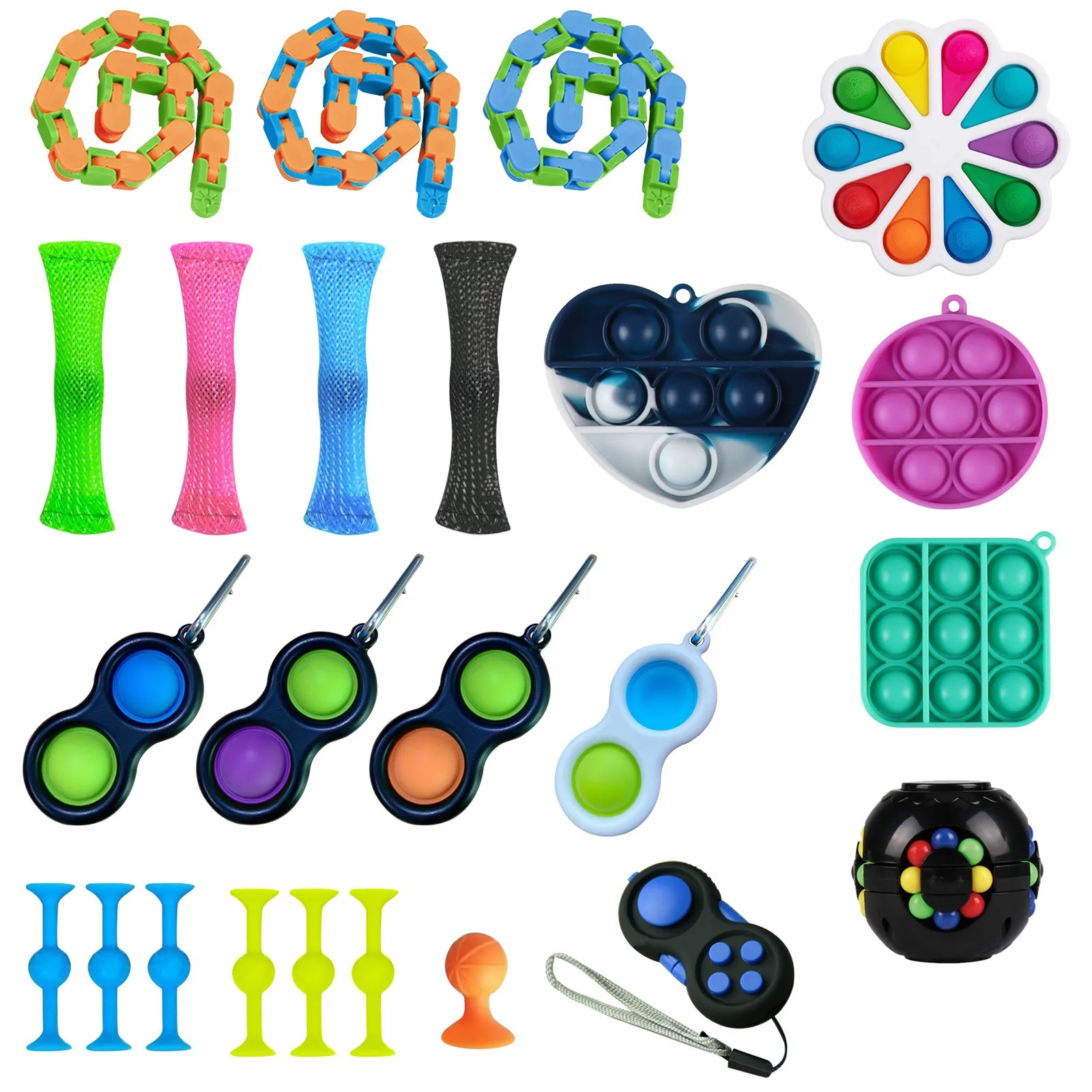 Juguetes sensoriales de burbujas de empuje, juguete para aliviar el estr&eacute;s, juguetes antiestr&eacute;s, paquete de 20 unidades-1