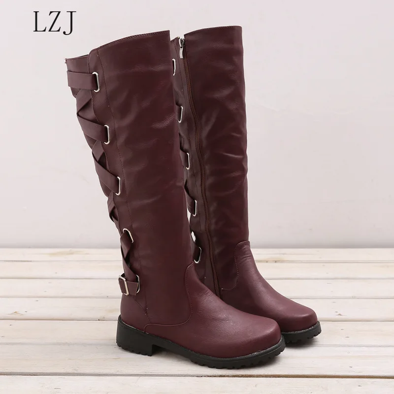 

LZJ 2019 Autumn and Winter New Fashion Ladies Boots Riding Casual Roman Style Boots Large Size Over The Knee Boots 35-43