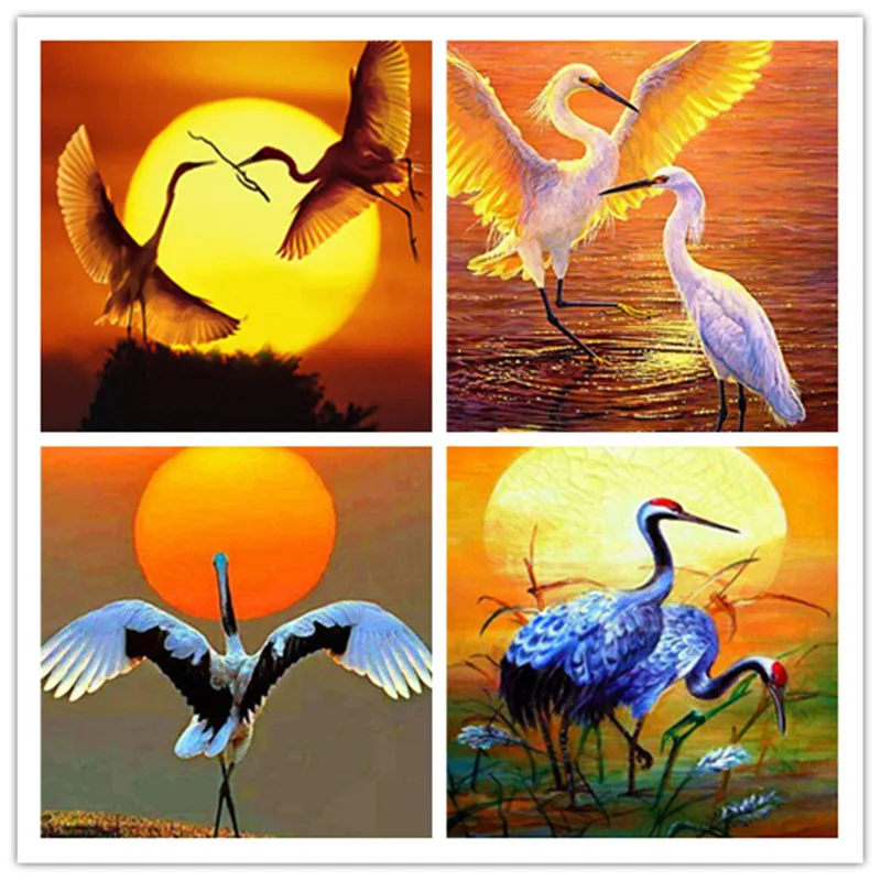 Алмазная живопись сделай сам красно Венецианский журавль полный закат алмазная