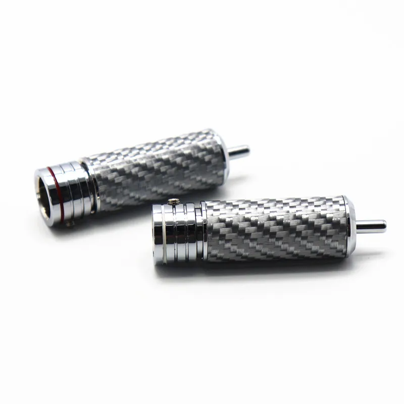 

10pcs Carbon fiber single crystal copper rhodium-plated platinum RCA lotus plug hollow lotus RCA audio signal terminal