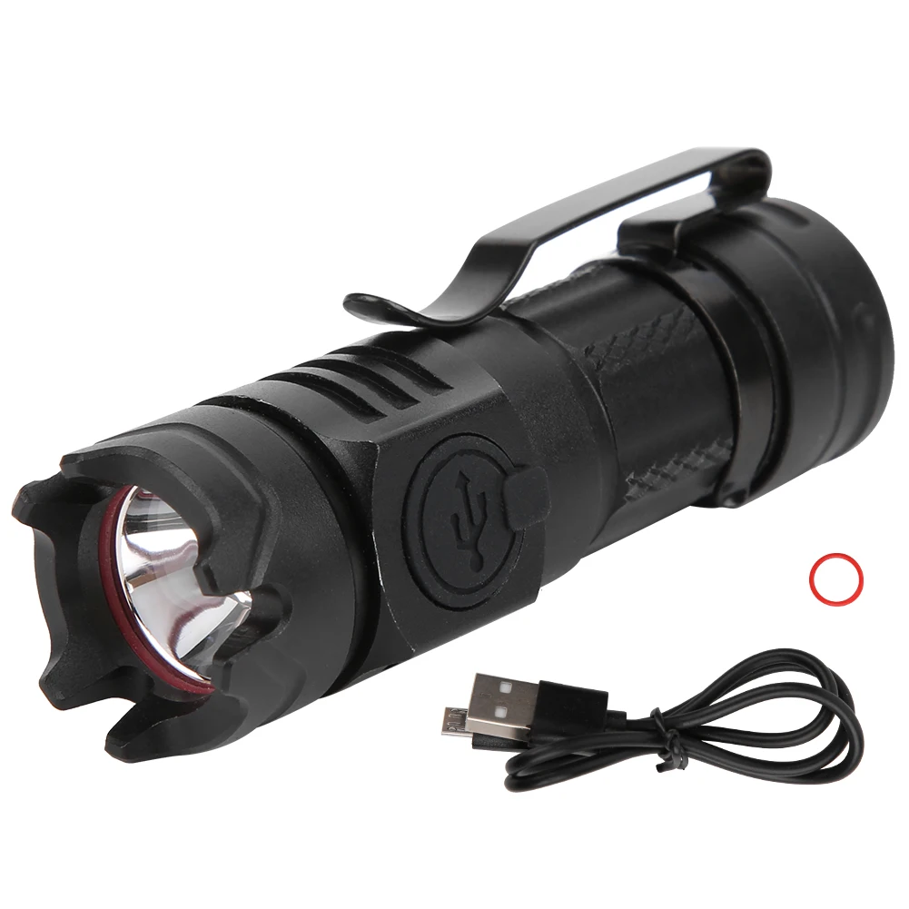 

Flashlight USB Rechargeable Fixed Focus Super Bright Aluminum Alloy Mini Tactics