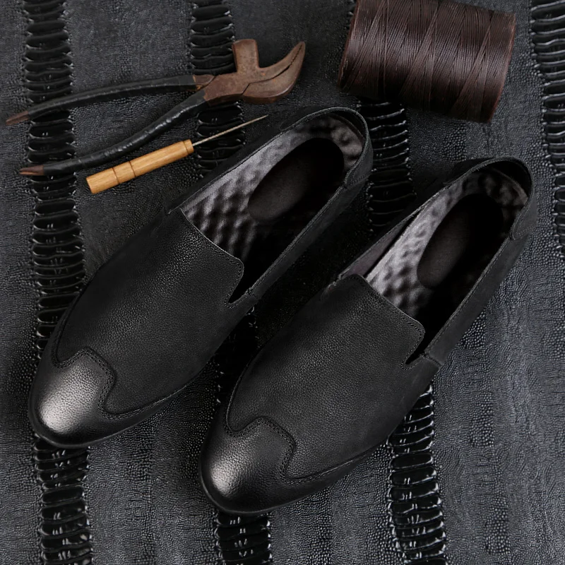 Лоферы из натуральной кожи Мужская модная обувь Мужские удобные слипоны