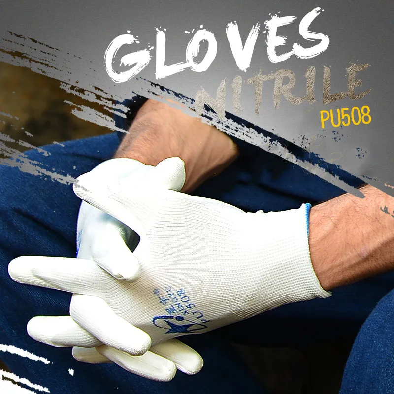 

5/12 Pair Mechanical Gloves PU Coating Nylon Work Repair Gloves Protective Anti-Static Breathable Cleanroom Electronic Workshop