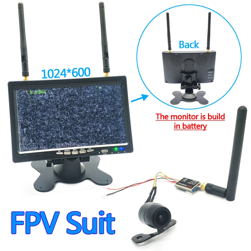 5 8G 40CH 7 дюймов IPS для монитора с видом от первого лица 1024x600 встроенный Батарея 600