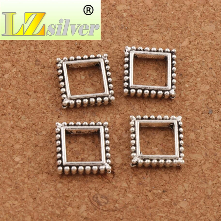 Open Dots Rim Square Bead Frame Charm Beads 12.9x12.9mm 150pcs zinc alloy Pendants Jewelry DIY L753