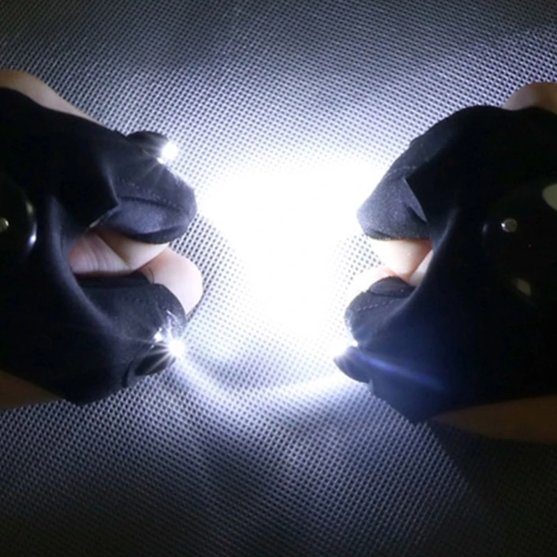 

1 Pairs LED Flashlight Protection Fishing Gloves Light Fingerless Outdoor Working Tool Portable Multipurpose Lighting