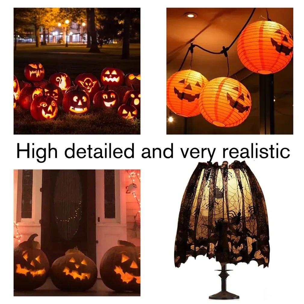 Halloween Lampshade Black Lace Bat Spider Web Table Cloth Family Door Curtain Fireplace Towel | Лампы и освещение