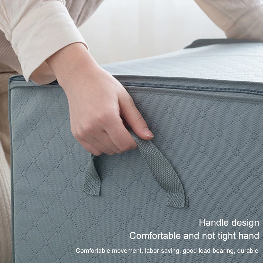 

1PC Foldable Clothes Storage Bags Clothes Organizer Folding Pillow Quilt Blanket Storage Bags Zip Fastener Reinforced Handle