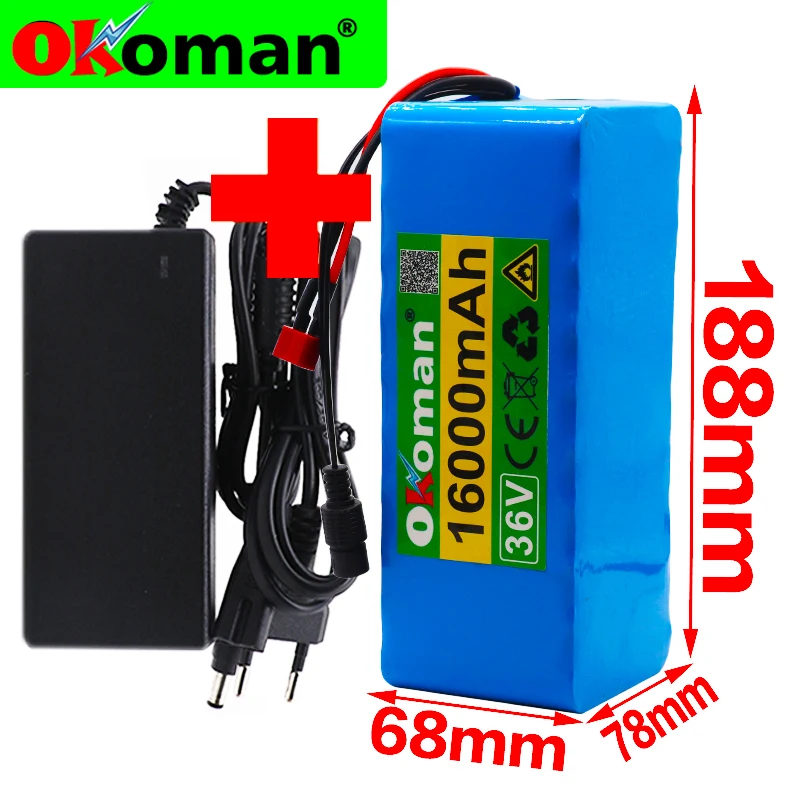 36V батарея 10S4P 16Ah 18650 литиевая 500W высокой мощности 42V 16000mAh Ebike Электрический