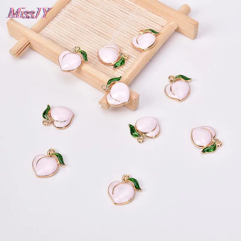 Подвески с фруктами 10 шт.-персики металлические эмалевые подвески для сережек