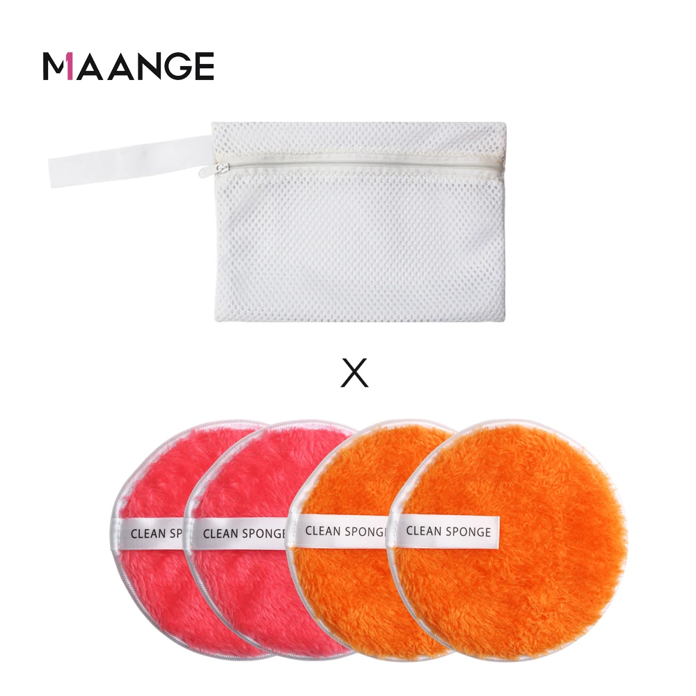 4pcs with bag F 4Pcs Microfiber Makeup Remover Towel With Bag Face Plush Puff Reusable Cleansing Cloth Pads Natural Soft Cleaner Makeup Tools - Цвет: 4pcs with bag F