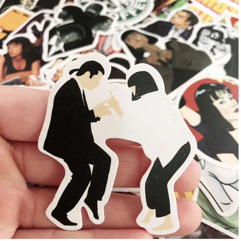 10/30/50pcs Classic American Drama Pulp Fiction Graffiti Waterproof Pencil Cases Skateboard Travel Suitcase Phone Laptop - купить по