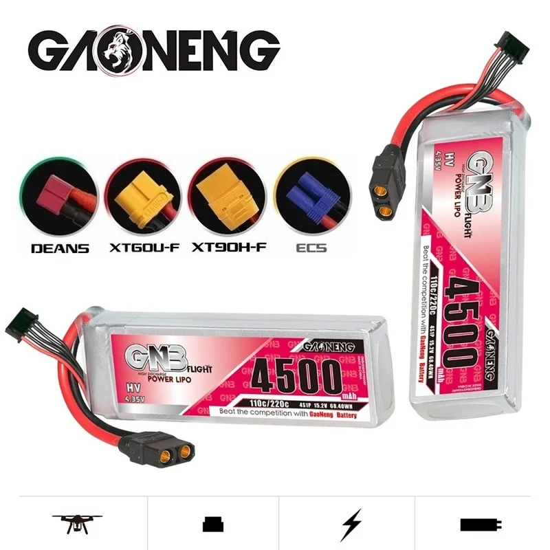 

1/2/3 шт. GNB GAONENG 15,2 в 4500 мАч 4S 110C литиевая батарея для 1:8 1/8 RC Car Four Drive Off-Road Boat for FPV, вертолет-Дрон