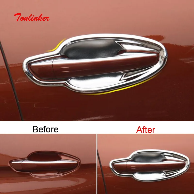 

Tonlinker Exterior Car Door Handle/Bowl Cover Stickers for Peugeot 3008/GT 2015-19 Car Styling 4/8 Pcs ABS Chrome Cover sticker