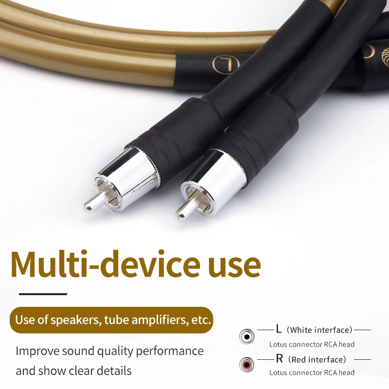 

Hifi Audio Speaker Interconnector RCA Cable High Quality 1 Pair OFC Copper Plated Silver 2RCA to2 RCA Audio Cable Line Wire