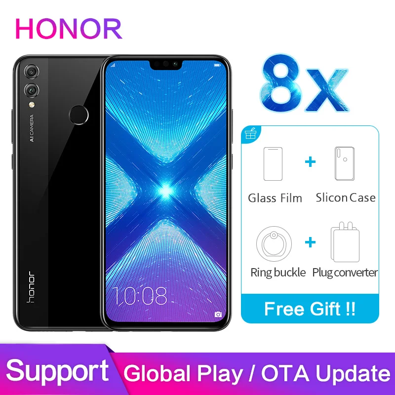 Honor 8X поддержка глобальной ПЗУ Google store OTA обновление 4 Гб 64 6 5 дюймов экран 20 МП Две