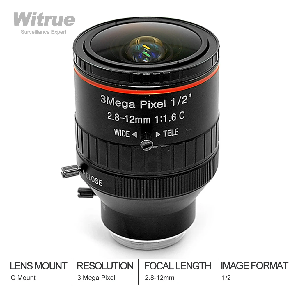 

Промышленный варифокальный объектив видеонаблюдения HD 3MP с C креплением 2,8-12 мм 1/2 дюйма F1.6 с низким уровнем искажений для камер видеонаблюде...