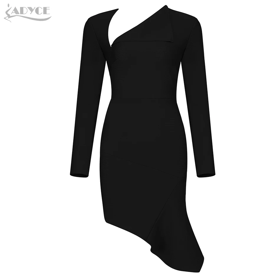 Black Adyce Новое Осеннее черное Бандажное платье с длинным рукавом женское сексуальное зеленое мини Клубное вечернее подиумное вечернее платье vestidos - Цвет: Black