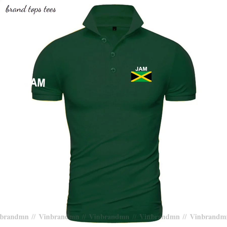 Рубашки-поло Ямайки мужские с коротким рукавом белые бренды принтом для страны