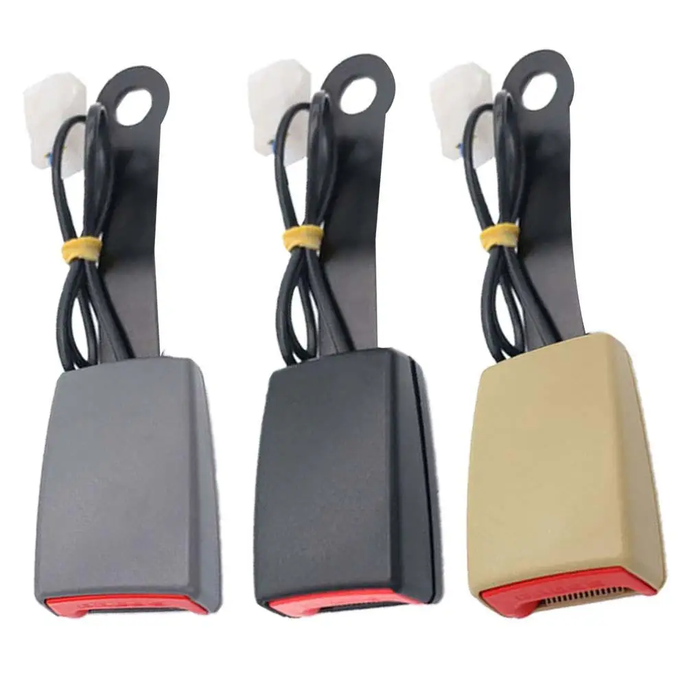 

1pc Creative Black Car Seat Belt Clip Extender Safety Lock Buckle Plug Thick Insert Socket with Warning Cable