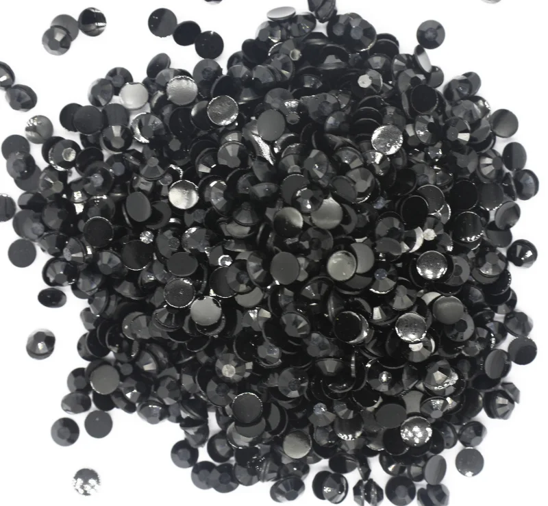 

Black Color 3~6mm Factory Flatback Resin Non hotfix Rhinestones in Bulk Package Plastic Nail Art Decoration for Garment