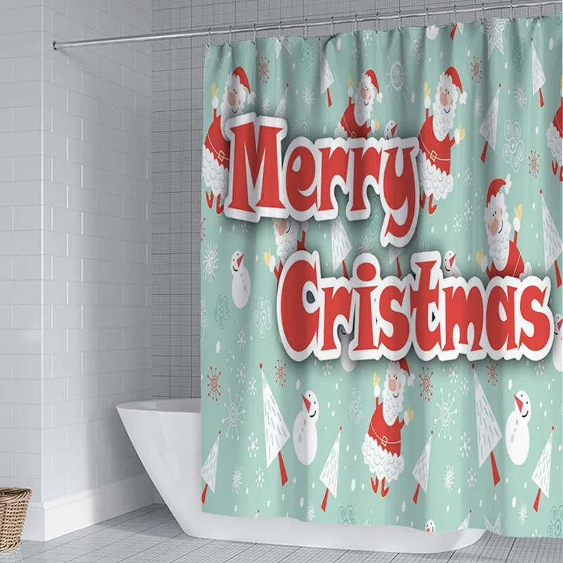 

Christmas Shower Curtain Shower Curtains with C-ring Polyester Shower Curtains Bathroom Set Waterproof Holiday Decoration