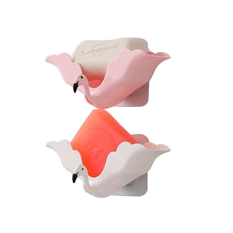 Multifunctional Flamingo Soap Dishes Bathroom Drain Suction Cup Wall-Mounted Box Personalized |