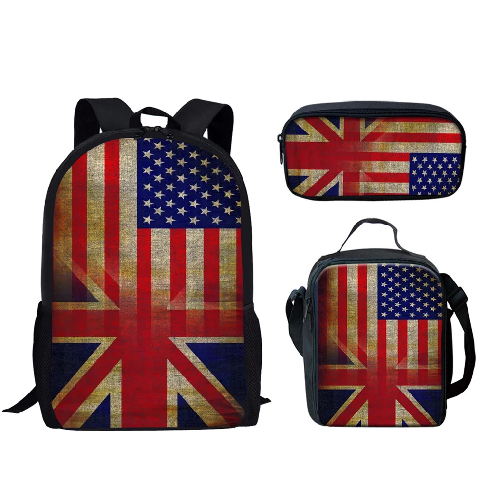 Шт./компл. Детский рюкзак с рисунком флажков США/Великобритании школьные сумки