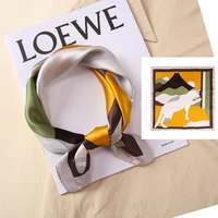 100 silk scarf shiny bandana women fashion cat print kerchief head neck hair bow tie band 5353cm