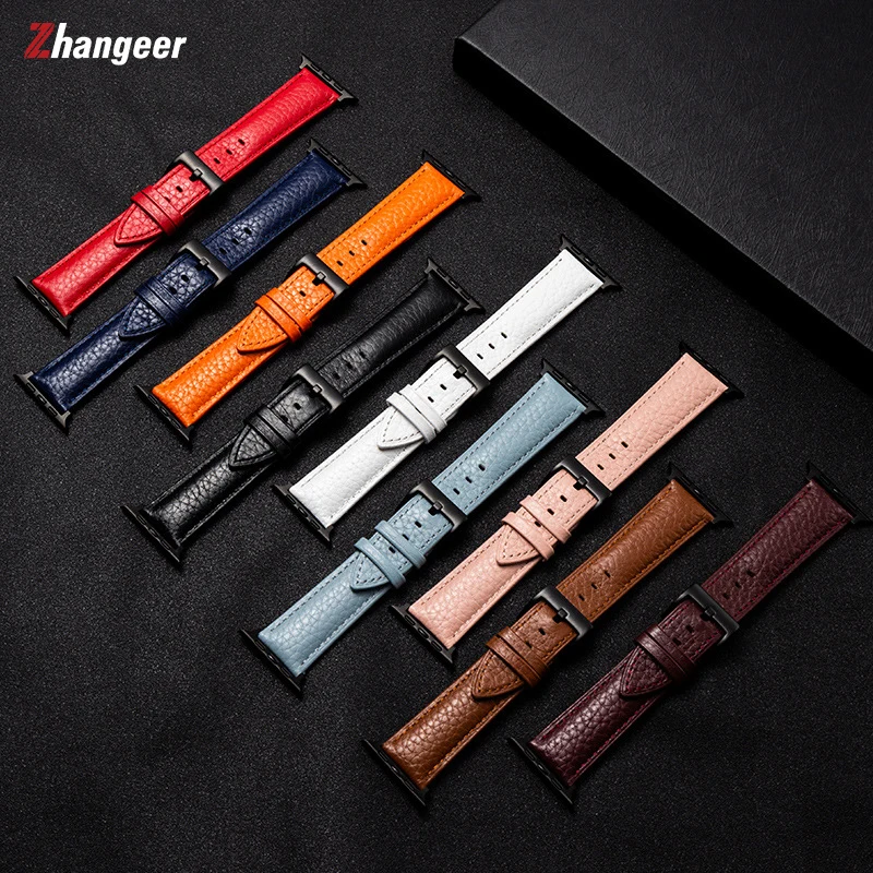 Luxury Texture Leather Strap For Iwatch 6 4 SE for Apple Watch Band Series 5 3 Bracelet 42mm 38mm 40mm First Layer Cowhide Belt