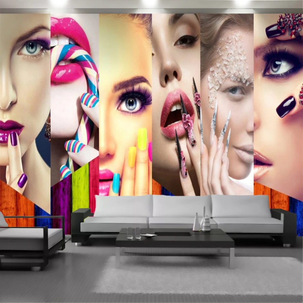 

3d Wallpaper of Sexy Beautiful Women Decorating Beauty Salon Wall Papers Modern Mural Interior Home Decor Painting Wallpapers