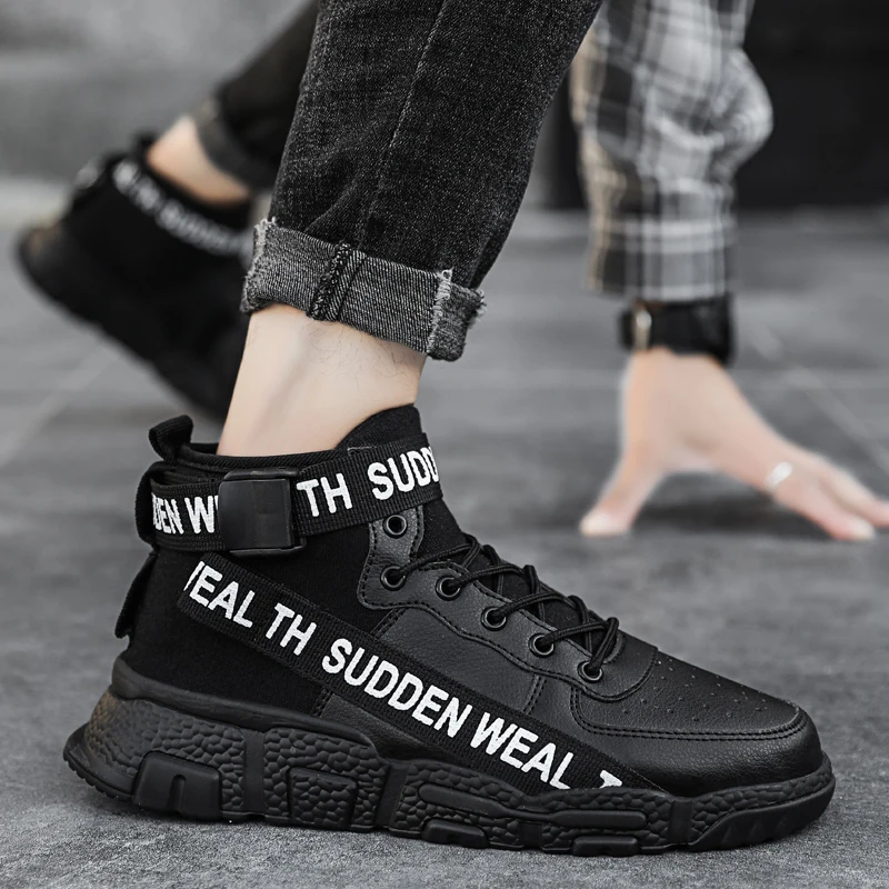 Men's Spring Autumn Fashion Leisure Casual Shoes Mesh Fabric Lightweight Hiking Walking Running Sport Sock High-top Sneakers