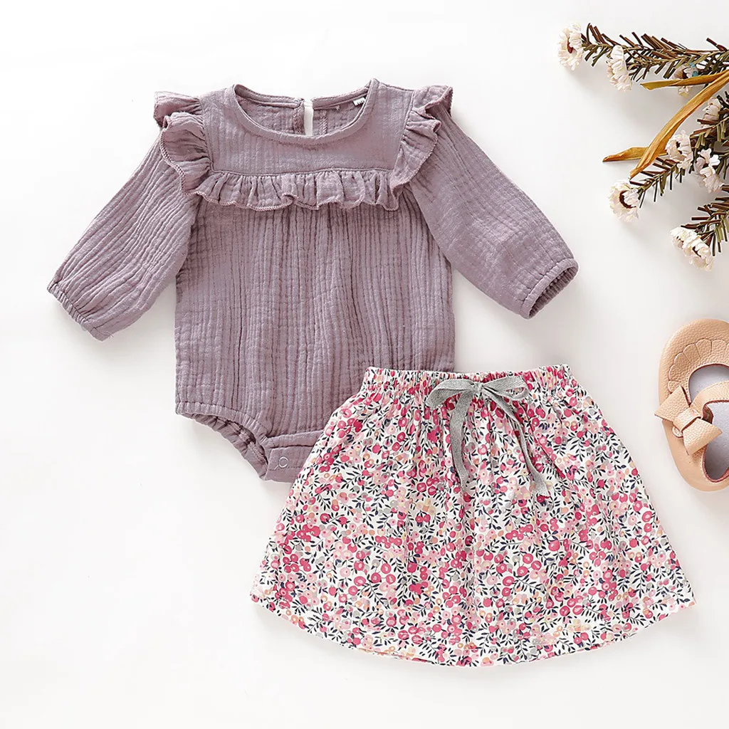 2019 г. Хит продаж комплект одежды для новорожденных девочек комбинезон с длинными