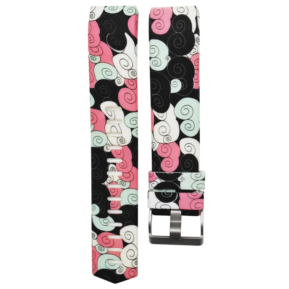 

New Arrival Colorful Fashion Sports Silicone watchband Bracelet Strap Band wristband For Fitbit Charge 2 Pattern Wrist Strap
